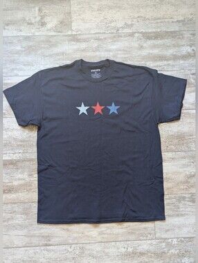 Tilly's Navy Blue Unisex Short Sleeve Tee with Red, White & Blue Star Trio Nwot
